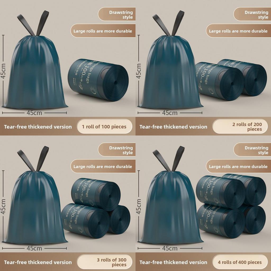 Kitchen Trash Bag With Drawstring Pe Material For Household Use And Waste Disposal