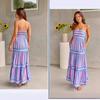 GMXIA Women's Striped Positioning Print Halter Halter Pocket Dress for Women