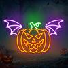 Pumpkin Neon SignHappy Halloween Sign Party Decor Lights, Kids Room Neon Sign for Thanksgiving Bedroom Gaming Room Man Cave Bar