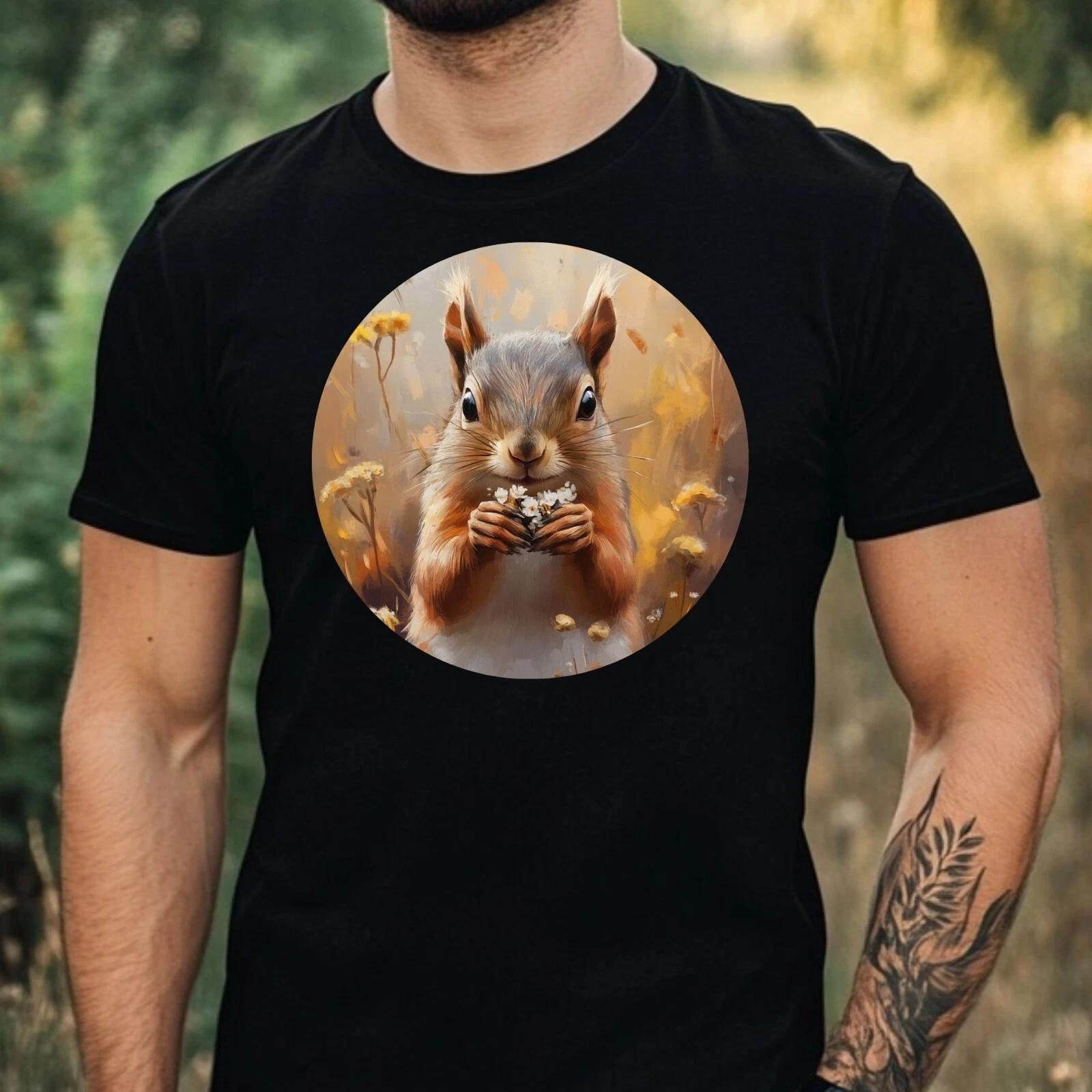 T-Shirt Herren Eichhörnchen Portrait Motiv Baumwolle Größe XS bis 5XL S