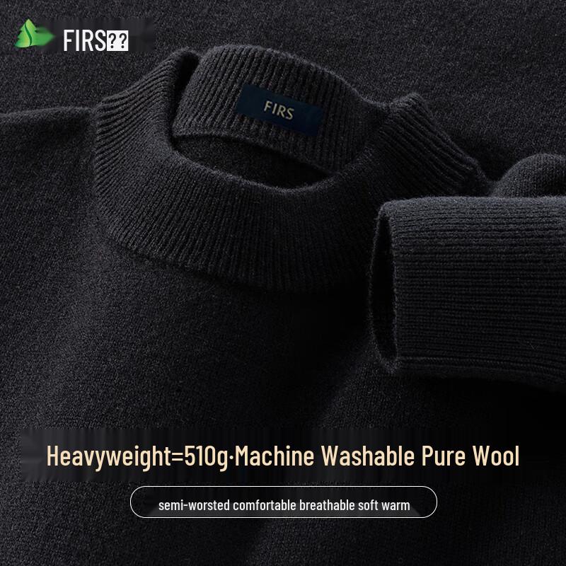 Shanshan Men's Thickened 100% Wool Crew Neck Pullover Sweater