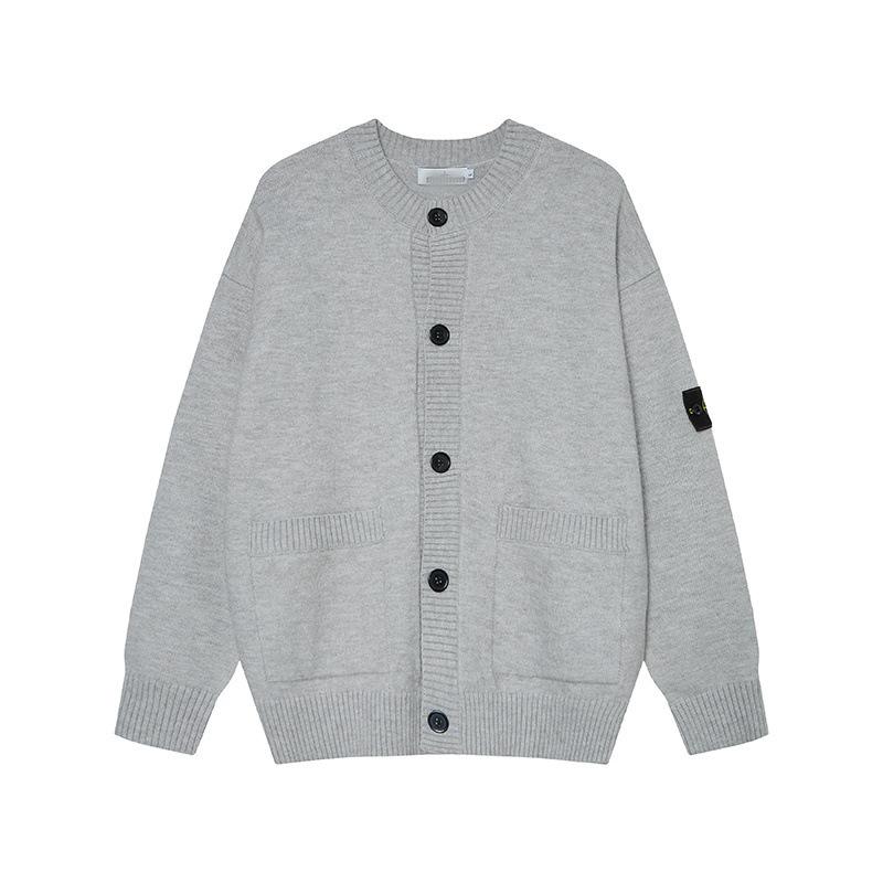 STONE Uniszex Cipzáras Kardigán Álló Galléros Jelvényes Kötött Pulóver Őszre/Télre