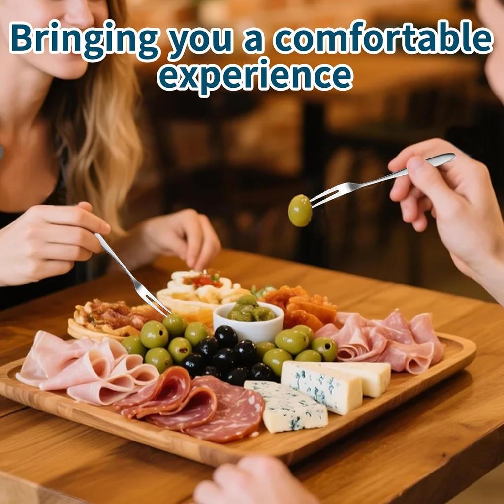 10 Pcs Pickle Forks Stainless Steel Mini Forks for Appetizers, Portable Cocktail Dessert Salad Seafood Fruit Forks for Party Picnics Home Restaurant
