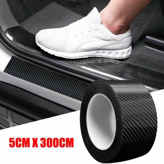 Car Door Sill Scuff Protector Plate Sticker Carbon Fibre Cover Anti-Kick Trims