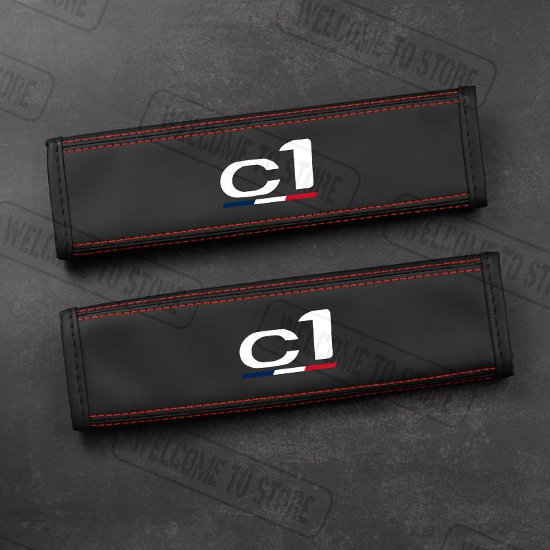 

2Pcs For Citroen C1 C2 C3 C4 C5 C6 C8 Flag Of France Emblem Logo Leather Car Safety Belt Shoulder Cover Pads Interior Decoration