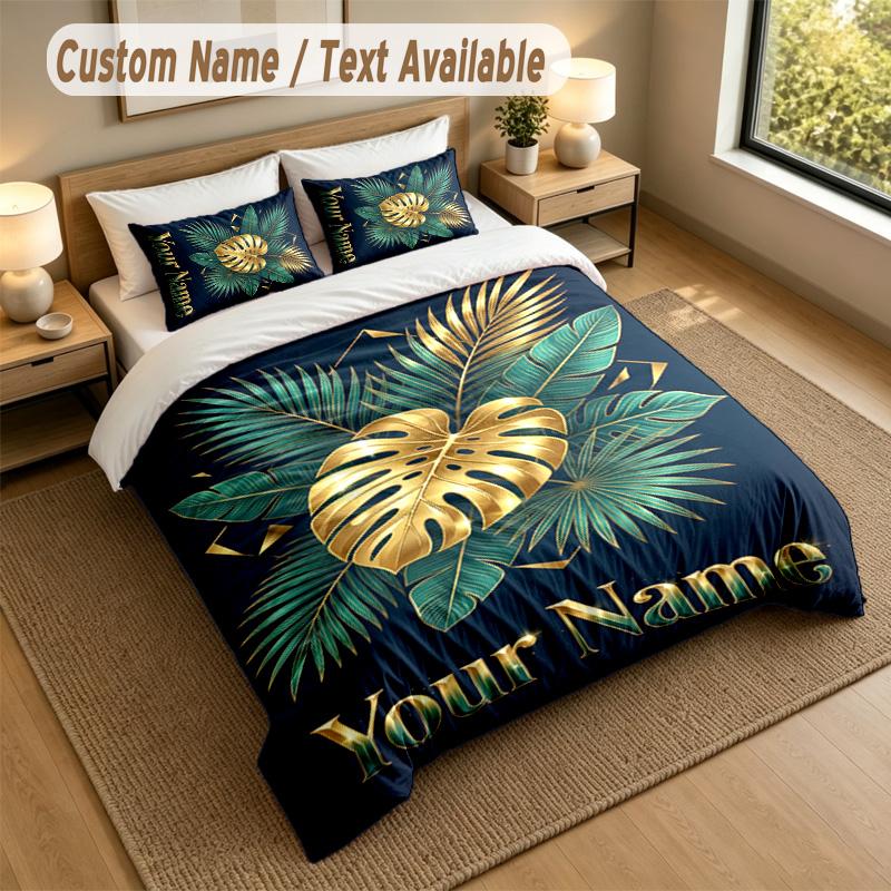 Autumn Harvest Theme Personalized 3Pcs Bedding Set Custom Text & Name 1 Sheet 2 Pillowcases Household Bedding 1pc