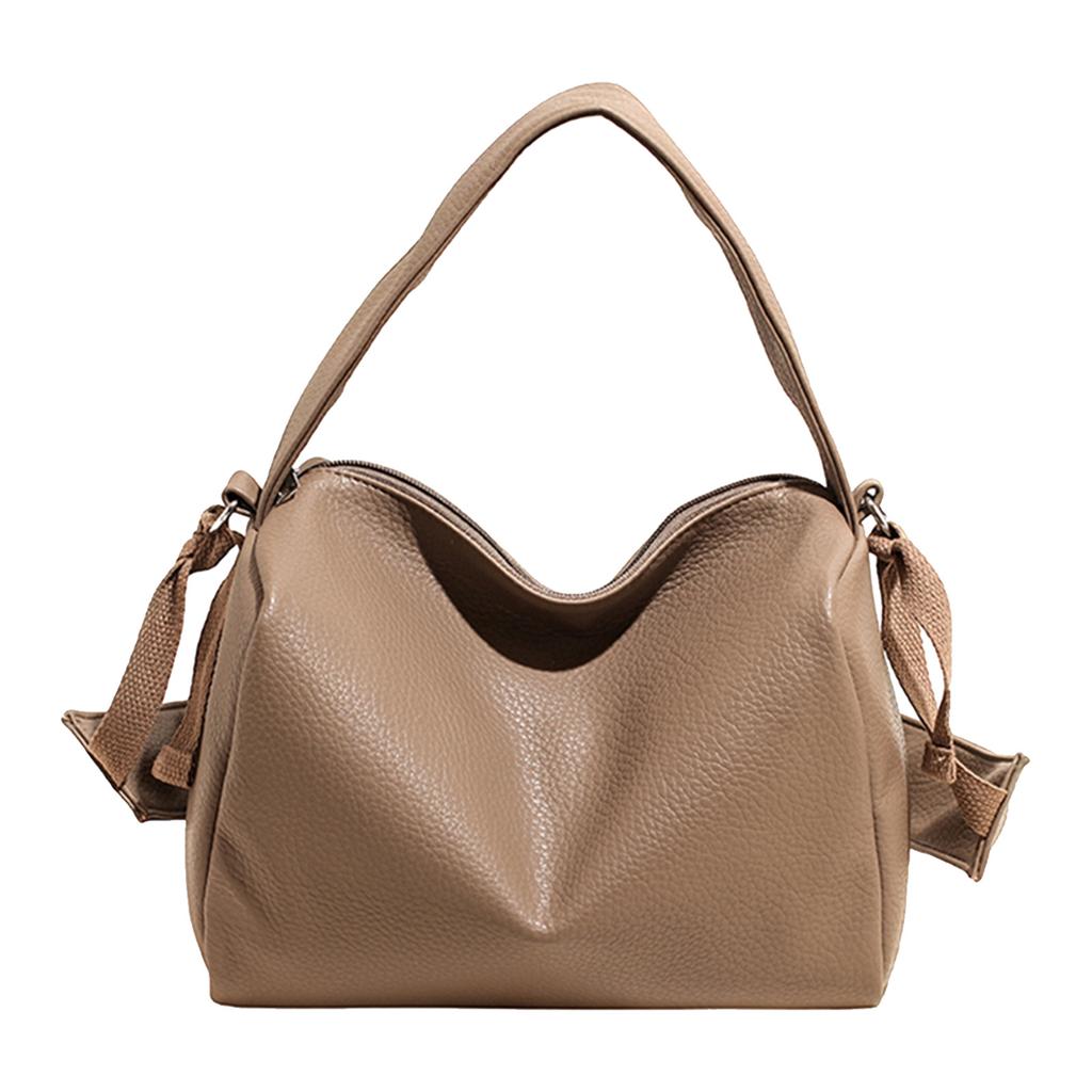 Retro Faux Suede Shoulder Bags Solid Color Tote Handbags Chic Casual Commuting Bag Large for Women Ladies Work Travel Commuting