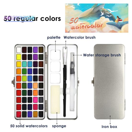 1 Set Solid Watercolor Set Solid Concentration - 50/72/90 Colors DIY Portable Artist Life Drawing Painting Solid Pigment Set, School Supply