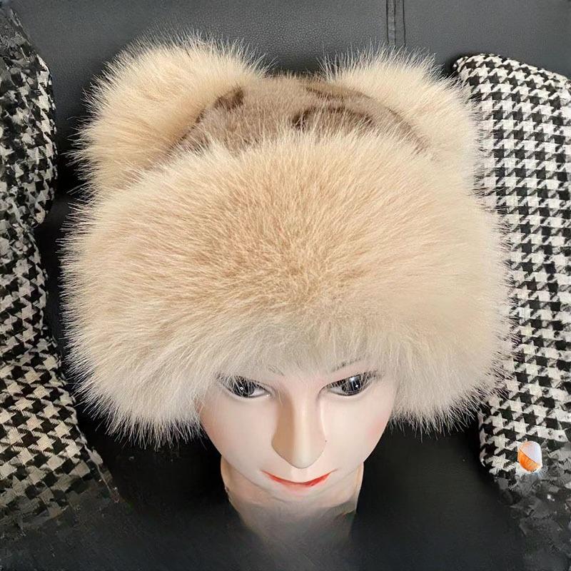 Women's Leopard Print Plush Mongolian Hat Autumn Winter Thickened Warm Plush Ear Flap Hat