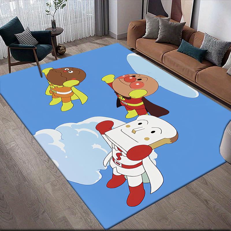 Anpanman Family Square Area Rug, Non-Slip Floor Mat for Bedroom, Perfect Gift for Anpanman Fans
