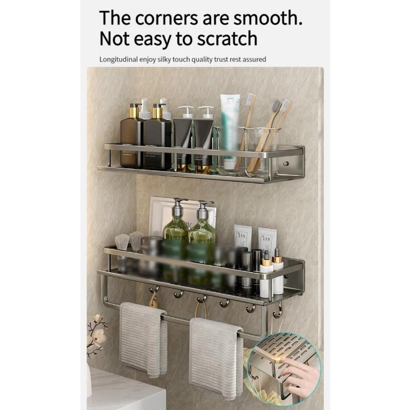 Koupelnový stojan Koupelnová polička Toaleta Prostor Hliník Závěsný stojan Koupelnový organizér Zavěsit na zeď