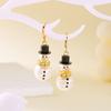 Rhinestone Snowman Earrings Snowflake Xmas Dangle Earrings Exquisite Christmas Earrings  Party