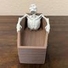 Gothic Halloween Candy Holder Casket Shape Candy Box with 3D Skeleton Figurine Spooky Desk Candy Bowl Small Serving Tray for Halloween Party Favors