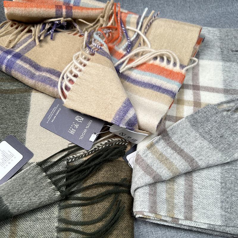 High Quality 100% Wool Scarf Winter Autumn Women Men Pure Wool Scaves Women's New British Style Warm Muffler Female Cold Day
