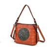 Johnature Vintage Embossed Women's Bag Genuine Leather Large Capacity Versatile Shoulder & Crossbody Bags