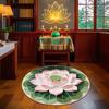 Lotus Pattern Round Carpet Non-slip Living Room Bedroom Decor Foot Mat Chinese Style Retro Meditation Mat Artistic Home Decor