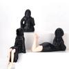 3pcs Halloween Girl Statue Women Sitting Figure Ornaments Mysterious Statue Gothic Death Black Robe Queen Bookshelf Sculpture
