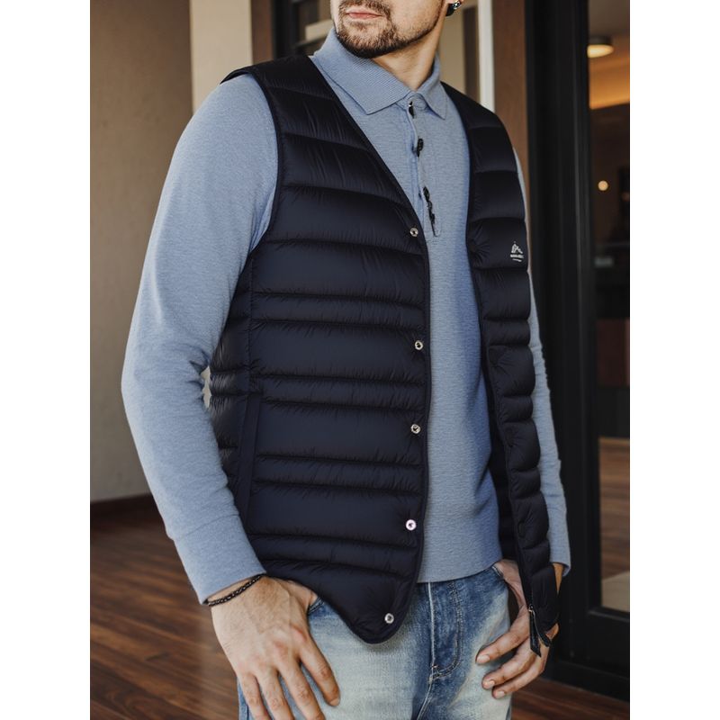 Outdoor Lightweight Warm Ribbed Cotton Vest for Men, Winter Outerwear, Casual V-Neck Vest