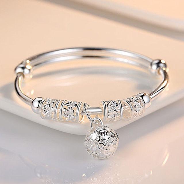 New Korean Fashion 925 Sterling Silver Lucky Beads Bangles For Women Bracelets Luxury Designer Party Wedding Jewelry Gifts
