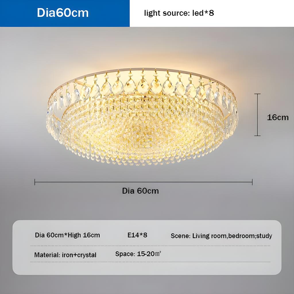 Nordic LED Crystal Circle Ceiling Lamp Living Room Bedroom Indoor Decor Pendant Light Lampara Luminaire Chandeliers Lighting