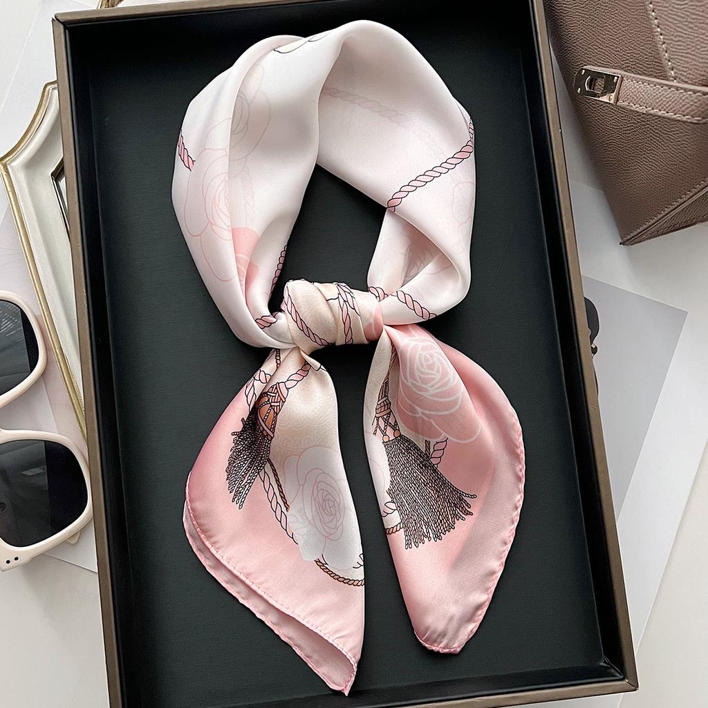 Luxury Print Square Silk Scarfs For Women Decorate Neck Ties Fashion 70*70Cm Kerchief Lady Summer Beach Hijab Female Neckerchief