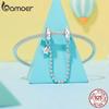 BAMOER 925 Sterling Silver Star and Moon Safety Chain Fit Bracelet for Women Gift Jewelry