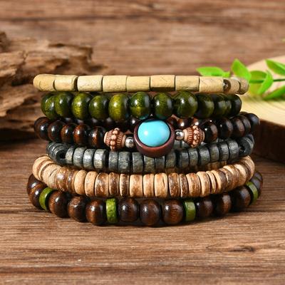 New Coconut Bead Beaded Elastic Line Men's Bracelet Bracelet Bracelet