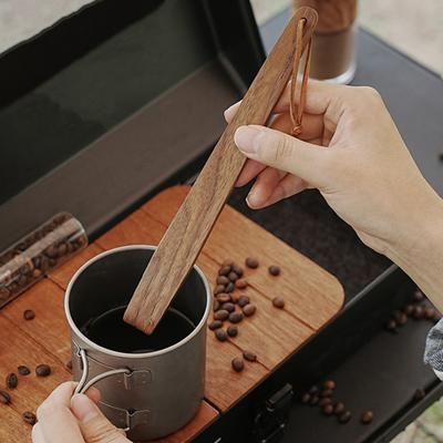 Black Walnut Coffee Stirrer Long Handle Outdoor Camping Pour-over Coffee Stirring Bar Portable Heavy Duty Wooden Mixer Stick Coffee Accessories