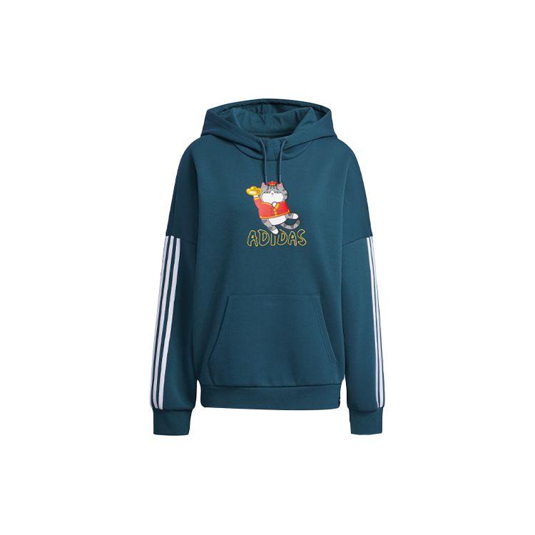Adidas Neo X Wu Huang Wan Shui Co-branded Printed Hoodie Loose Fit Casual Streetwear Sweatshirt Women Green H45020 S