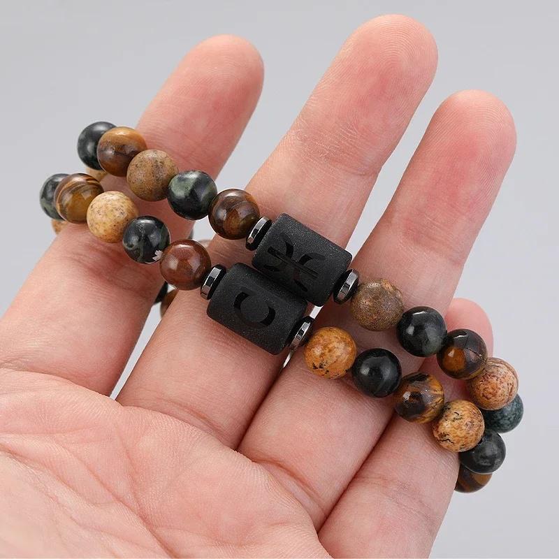 12 Zodiac Signs Bracelets Capricorn Taurus Cancer Virgo Pisces Bracelets Ladies Men Couples Friendship Jewelry Gift Bracelets