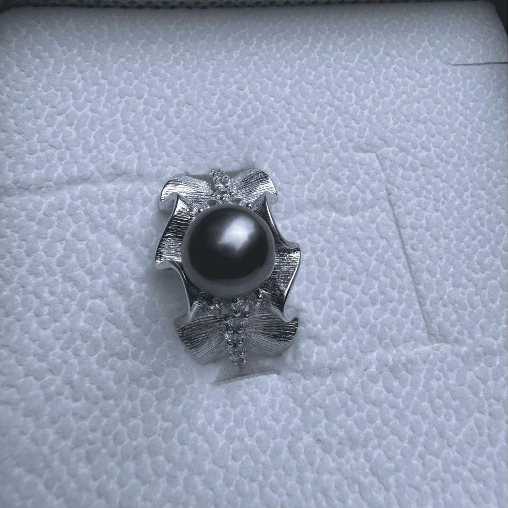 Qiqi Light Luxury Atmospheric Wave Pearl Ring Empty Support Women'S Jewelry Tahitian Ring Small Fresh High-End Women