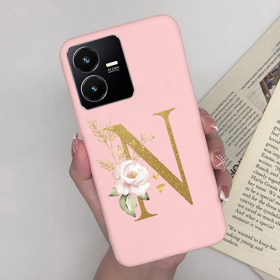 Flower Letters Case For Vivo Y22 2022 Y22S Matte Silicon Soft TPU Back Phone Cover For VivoY22 Y 22 22S Case Funda Bumper Shell