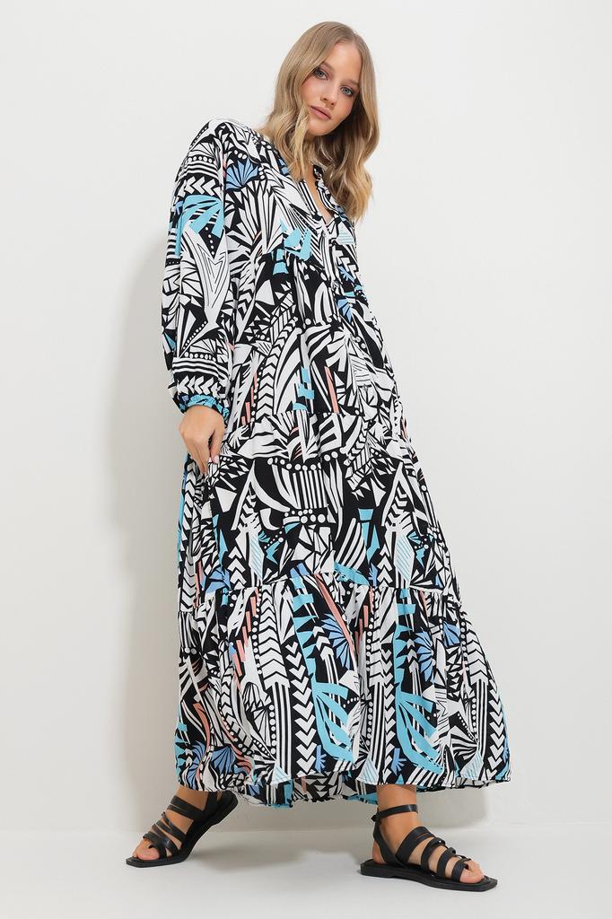 Women's Hijab Dress New Season Fashion Orange Magnetic Collar Paisley Patterned Maxi Dress