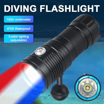 80W Professional Underwater 100M 10LED Diving Photography Fill Light Waterproof IPX8 White+Red+Blue Scuba Diver Snorkeling Torch