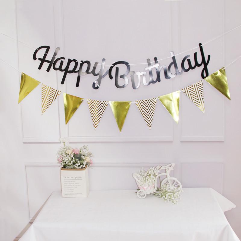 Forest Style Felt Triangle Party Flags In Brown, Blue, and Green