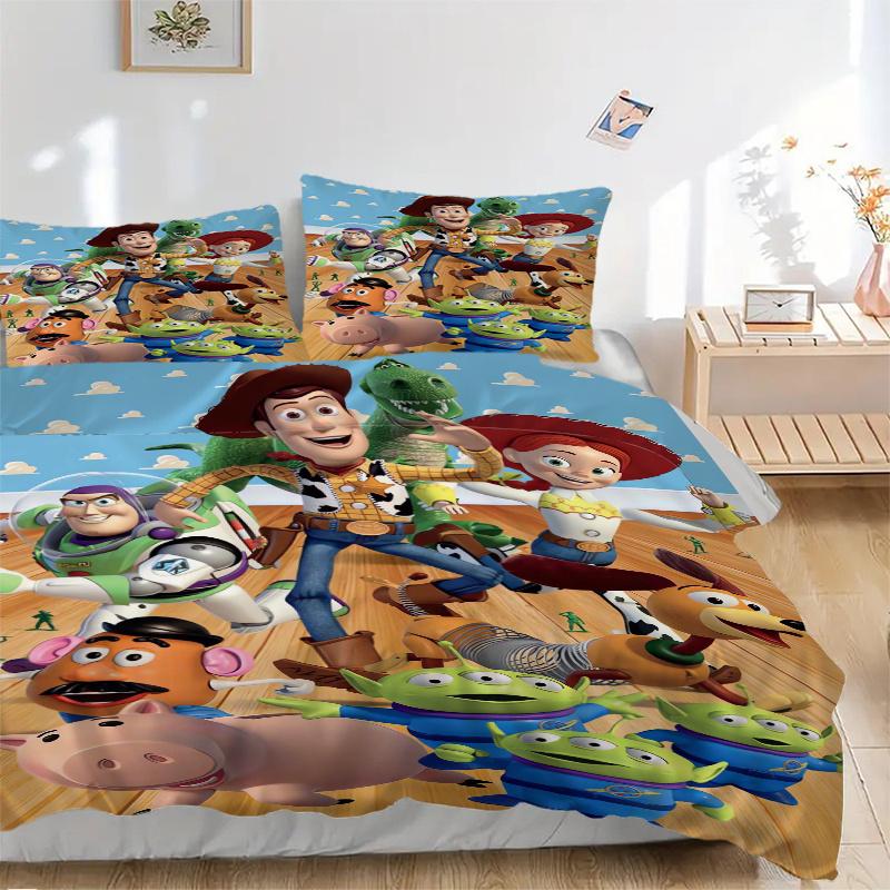 3pcs Toy Story Woody & Friends Pattern Bedding Three-Piece Set (1 Cover + 2 Pillowcases, No Fillings) D089