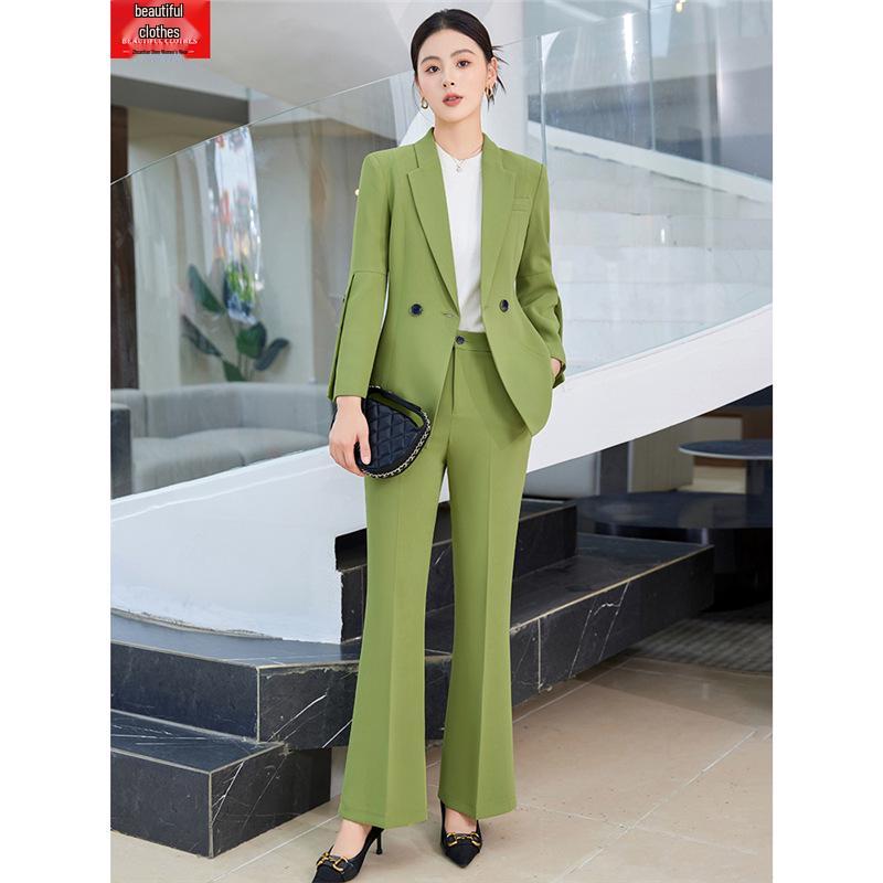 Women's Elegant Autumn/Winter Two-Piece Suit Set: Goddess Style Host with Wide-Leg Pants
