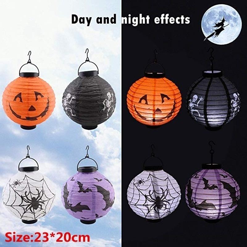 Decoração de Halloween LED Abóbora de Papel Lanterna Pendurada Luz Lâmpada Casa Lanterna de Terror Suprimentos