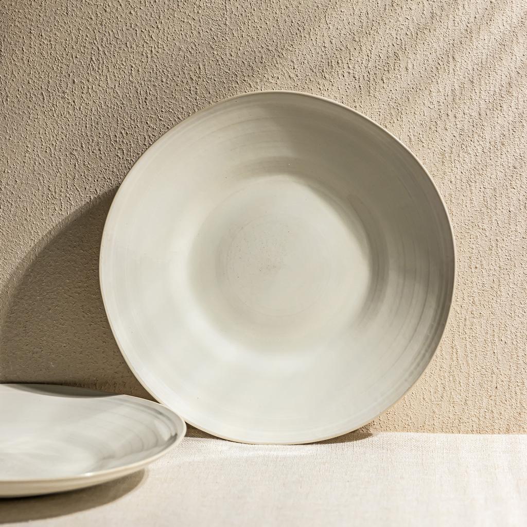 Simple Plain White Ceramic Deep Plate Household Plate Vegetable Plate Pasta Plate Steak Plate Tableware Round Plate Large Plate