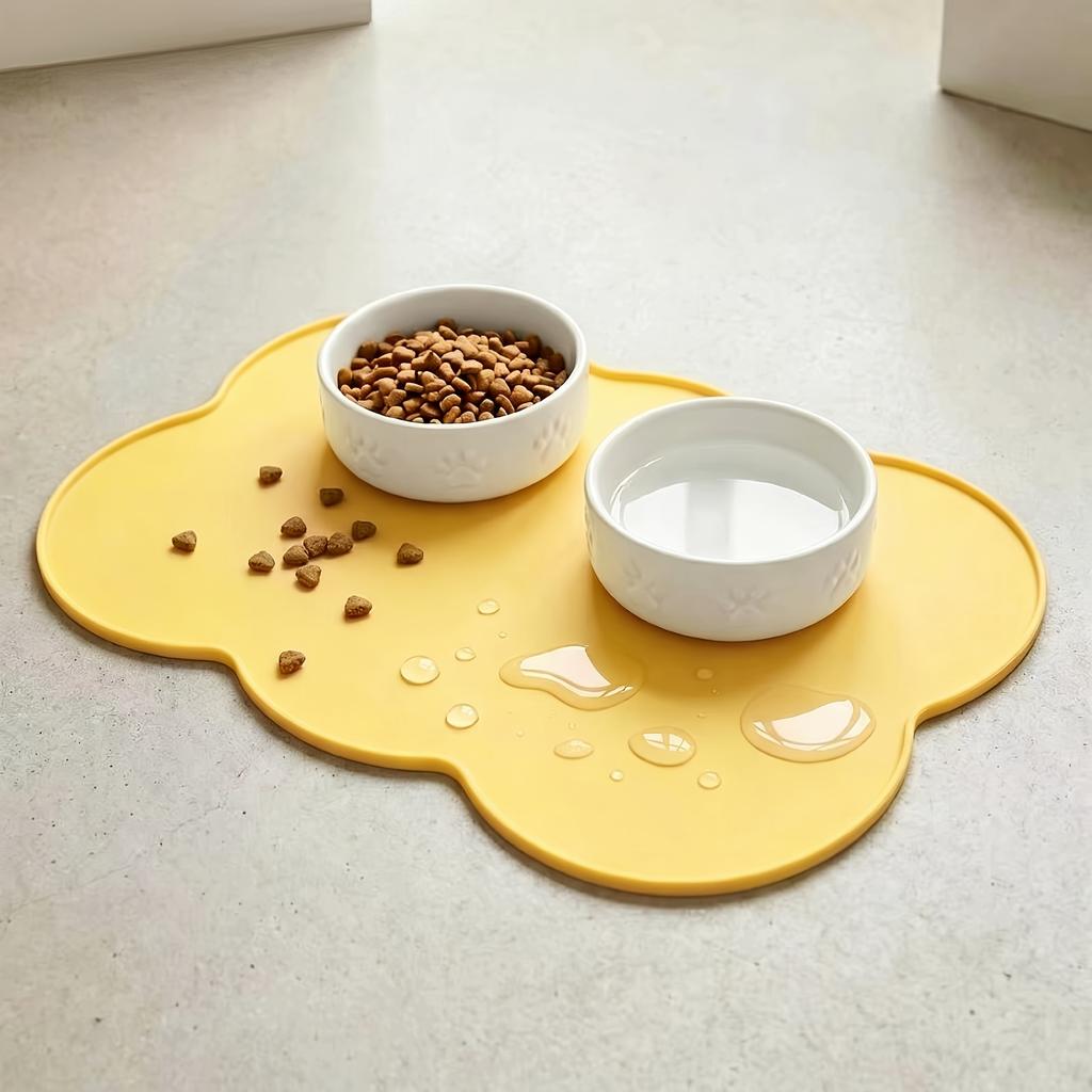 Pet Feeding Mat For Dogs & Cats, Thin Silicone Waterproof Cat Food Mat Cat Bowl Mat With Raised Edge, Cat Placemat