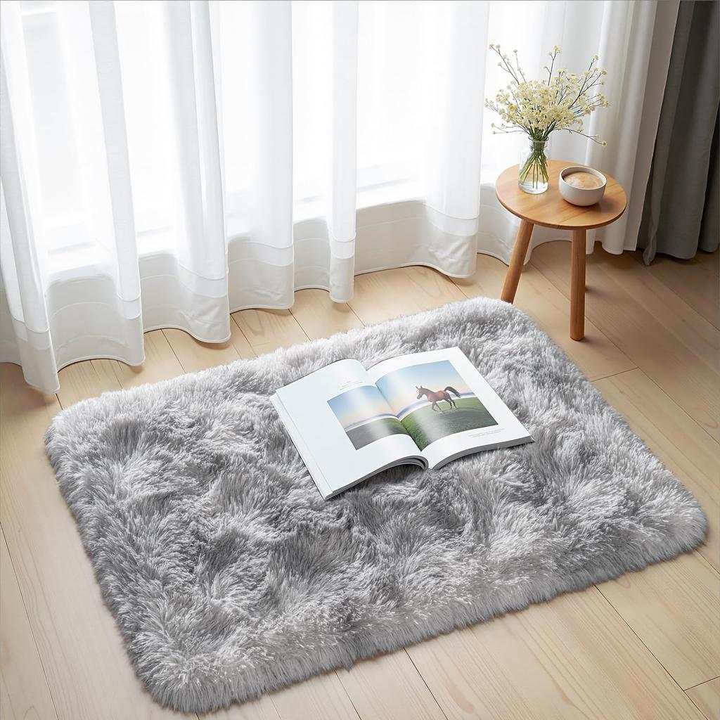 VIKAMA Shaggy Pile Entrance Carpet Soft Bedroom Dorm Bedside Rug Indoor Area Floor Mats Bathroom Doormat Home Decoration
