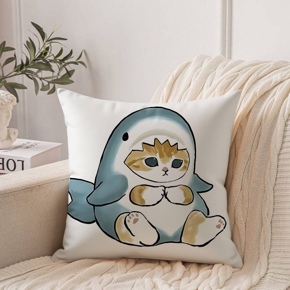 Hand Drawn Cute Cat Pillow Case Home Decor Throw For Sofa Bed Car Room Decor Gift Idea