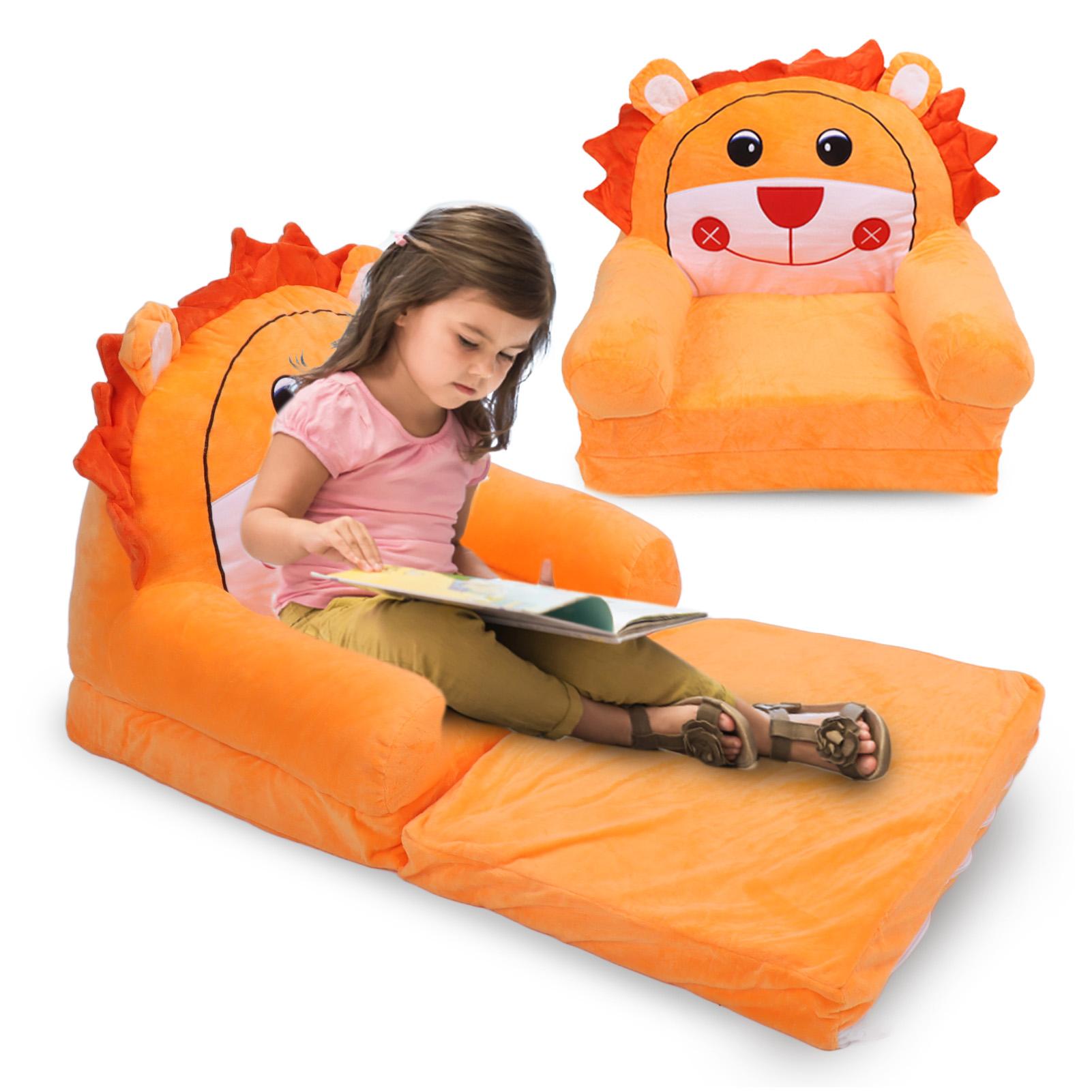 Sofá Plegable para Niños Suave Transpirable Abierto Animales de Dibujos Animados Cama Sofá para Niños Pequeños para Sala de Estar Dormitorio