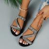 Fashion Sexy Women Sandals Summer Beach Shallow Mouth Rhinestones Ladies Fashion Show Comfortable Light Shoes Sandalias Femininas