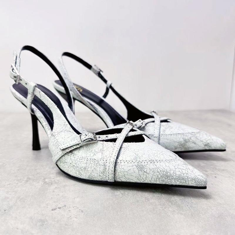 Fashion 2025 Spring and Summer New Denim Light Mouth Strap Hollow Bag Head Sexy Stiletto Fashion Sandals Muller Shoes