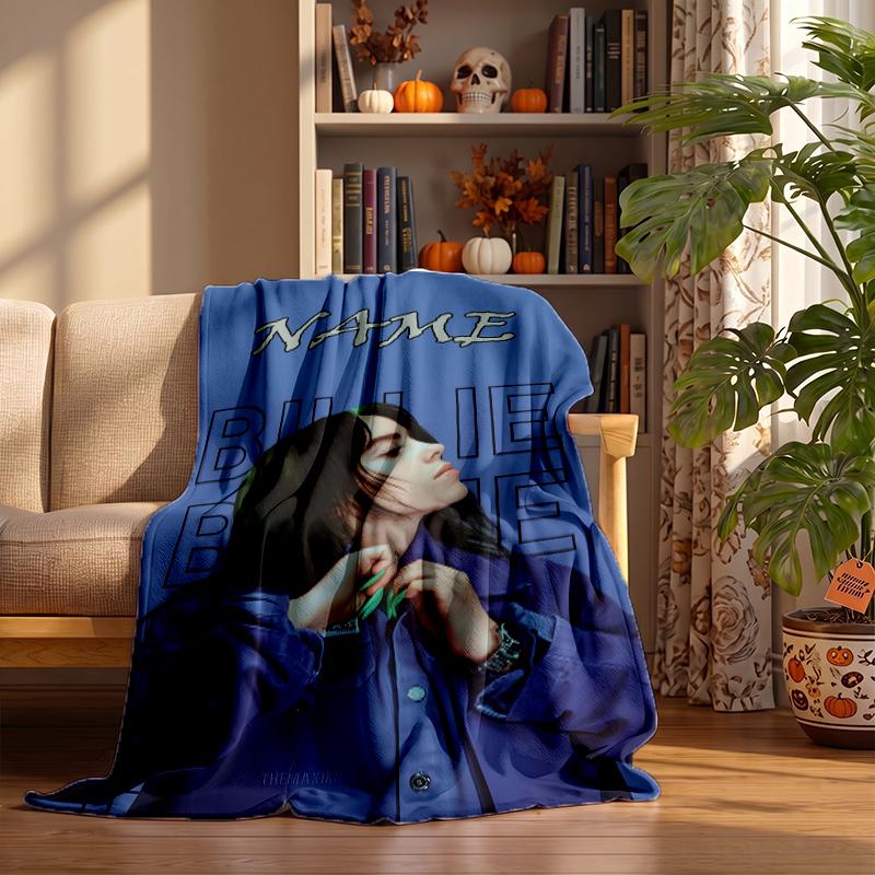 Billie Eilish Benutzerdefinierte Flanelldecken Weiche Warme Gemütliche Überwürfe für Heimdekoration Feiertagsgeschenke