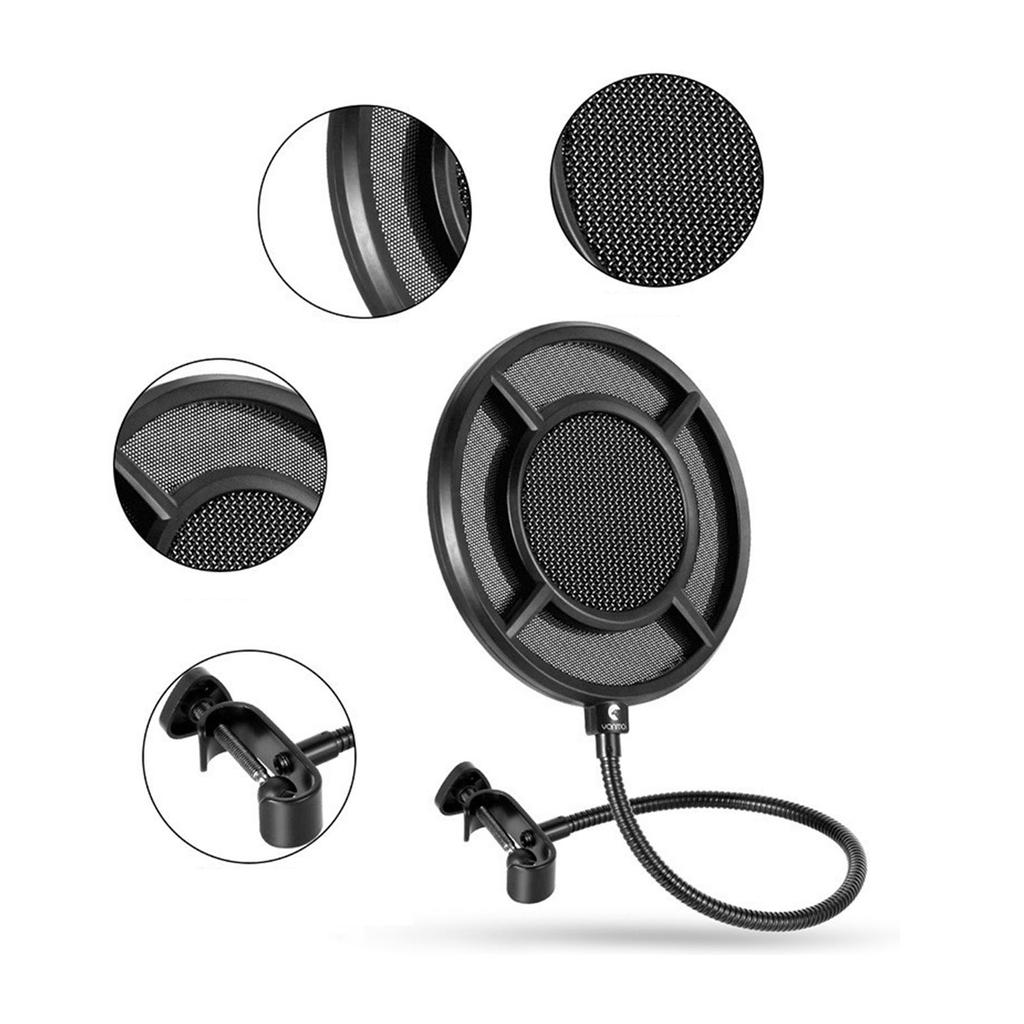 Double Layer Studio Microphone Pop Filter Flexible Wind Screen Sound Filter Shield for Broadcast Podcast Recording