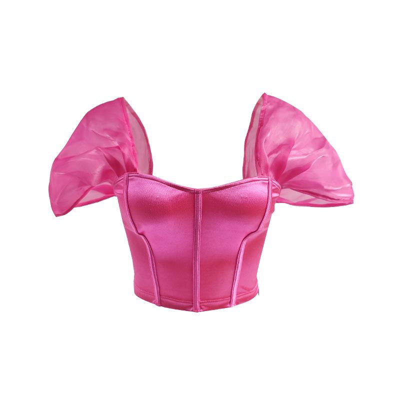 Sexy Satin French One-Shoulder Tube Top Vest