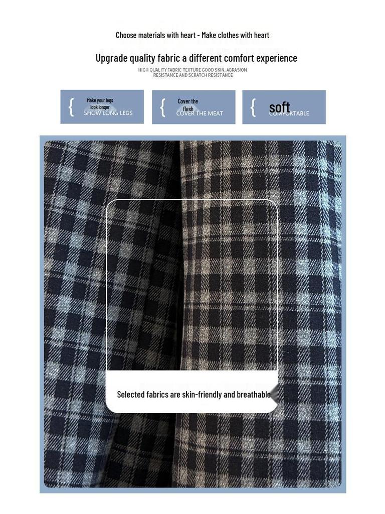 Girls' Plaid Wide-Leg Pants 2025: New Children's Loose Spring & Autumn Casual Straight-Leg Trousers for Big Kids
