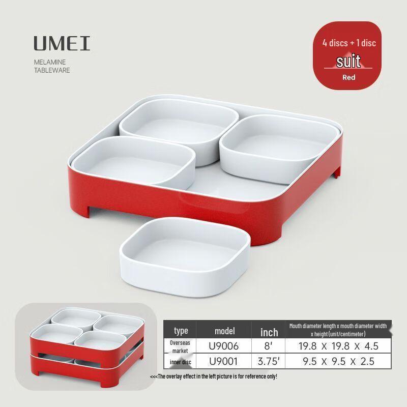 Jijun Dual-Color Melamine Dinner Plate Set